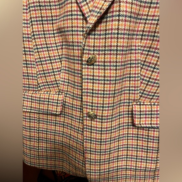 Wool-Blend Tweed Blazer with Gold Crest Buttons - Picture 2 of 5